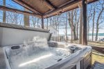 Private 6 person hot tub with full views of Lake Michigan